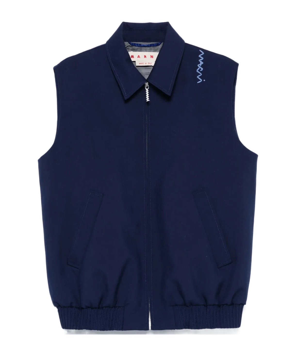 Marni Virgin Wool Gilet In Light Navy