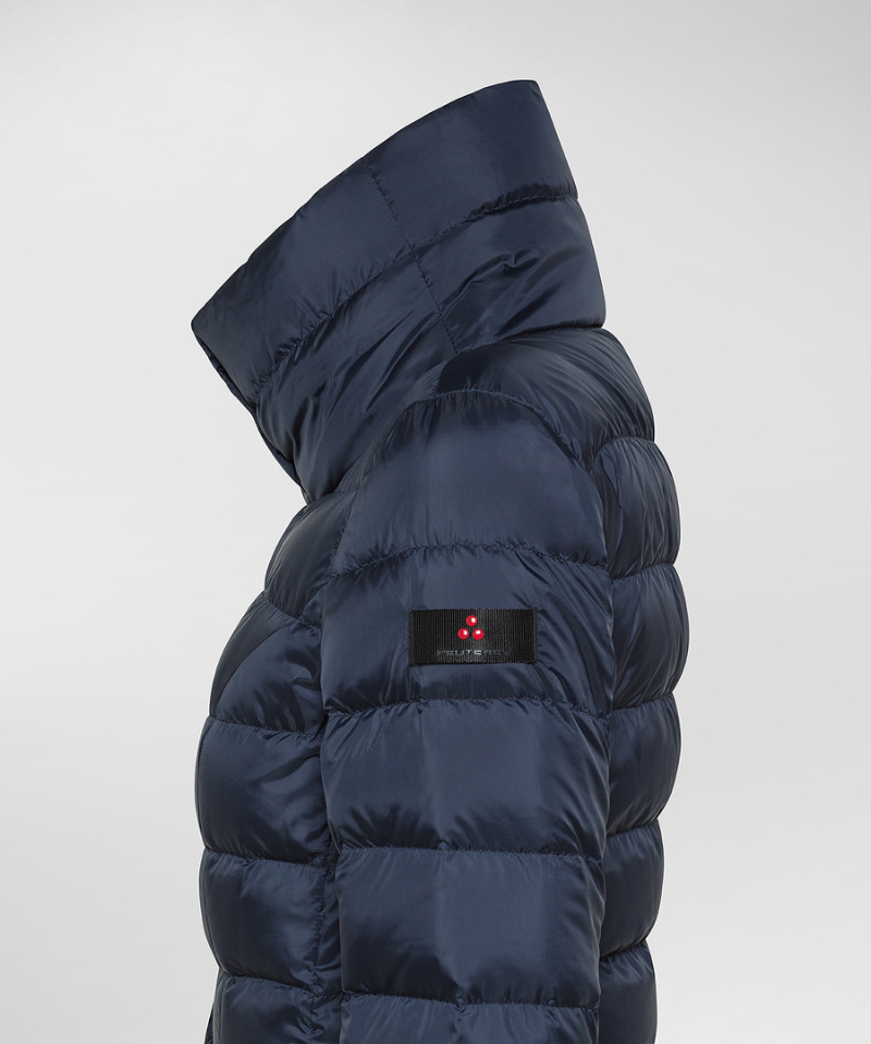 Peuterey Long, Slim-fit Down Jacket With High Collar In Blue
