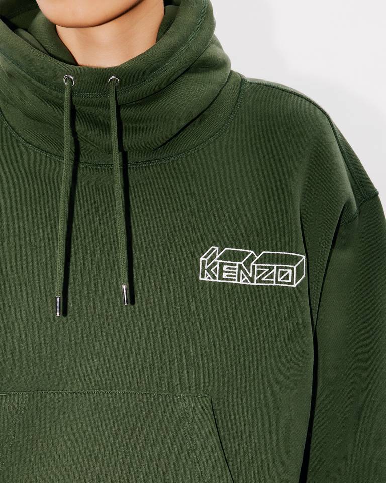 Kenzo Embroidered Logo Long Sleeve Sweater In Green