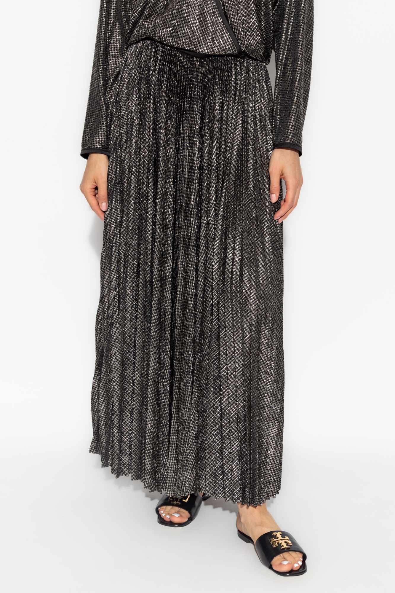 Forte Forte Forte_forte Lamé Pied De Poule Long Skirt In Black