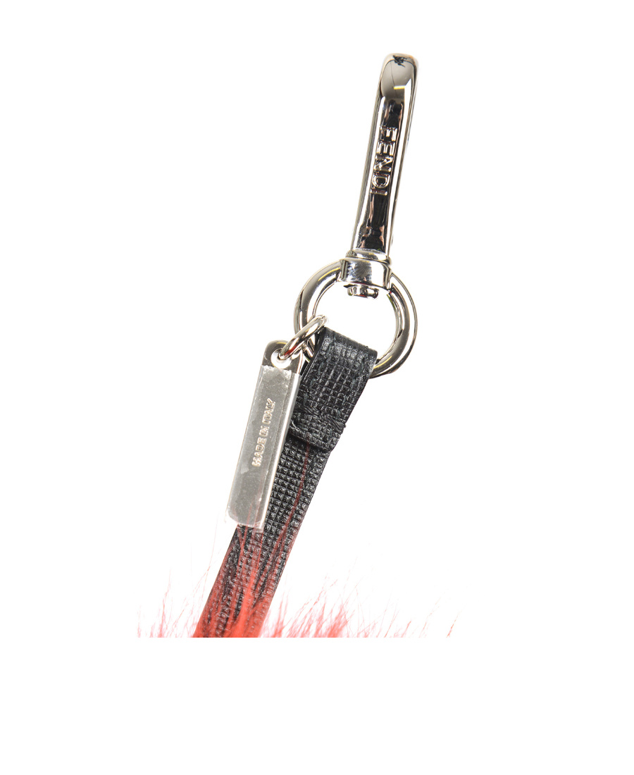 Fendi Eye Pattern Fox Fur Key Chain In Black