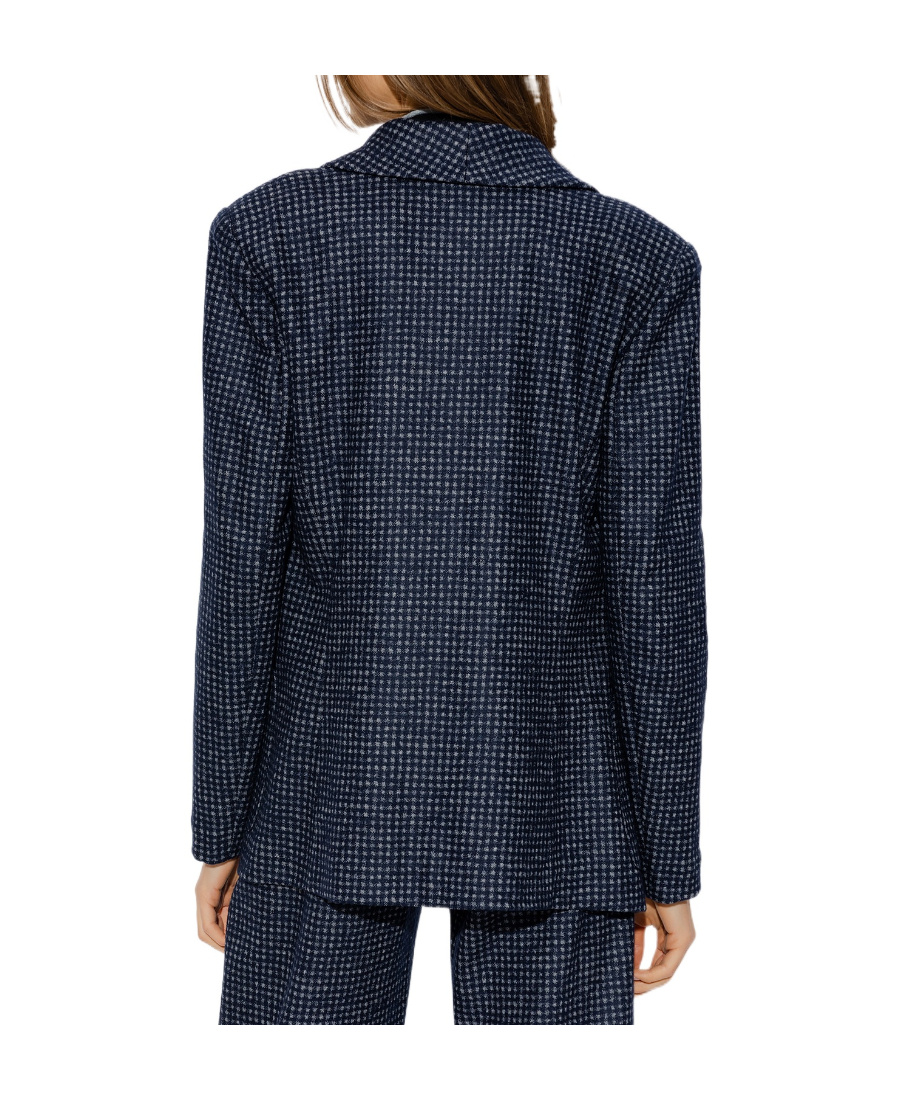 EMPORIO ARMANI CHECKED PATTERN DOUBLE BREASTED BLAZER 