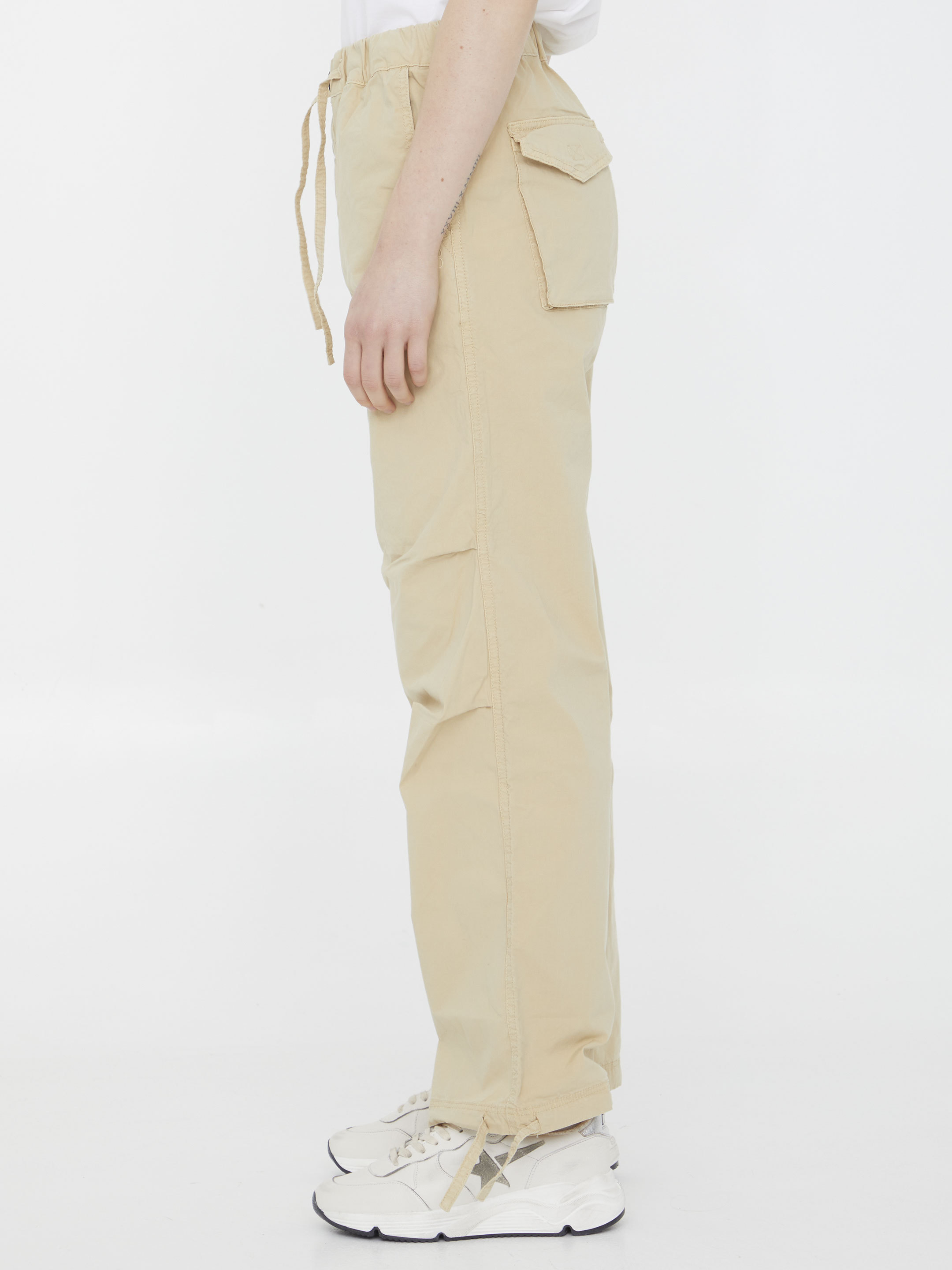 Ganni Drawstring Straight-leg Trousers In Yellow