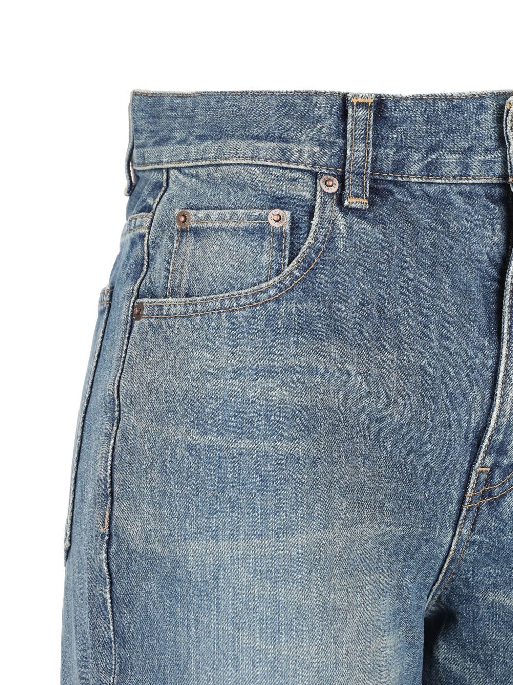 Celine Waistband Denim Trousers In Gray