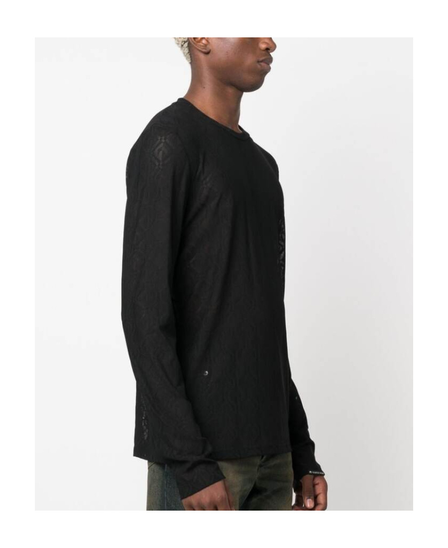 Marine Serre Geometric Pattern Mesh Crewneck Sweater In Black