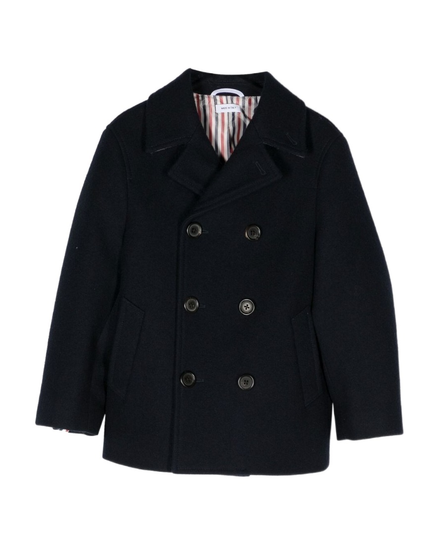 Thom Browne Double-breasted Peacoat In Black