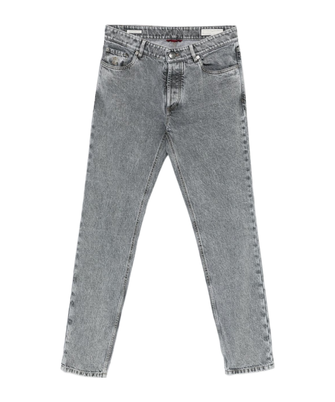 Brunello Cucinelli Five-pocket Trousers With Belt Loops And Contrast Stitching In Gray