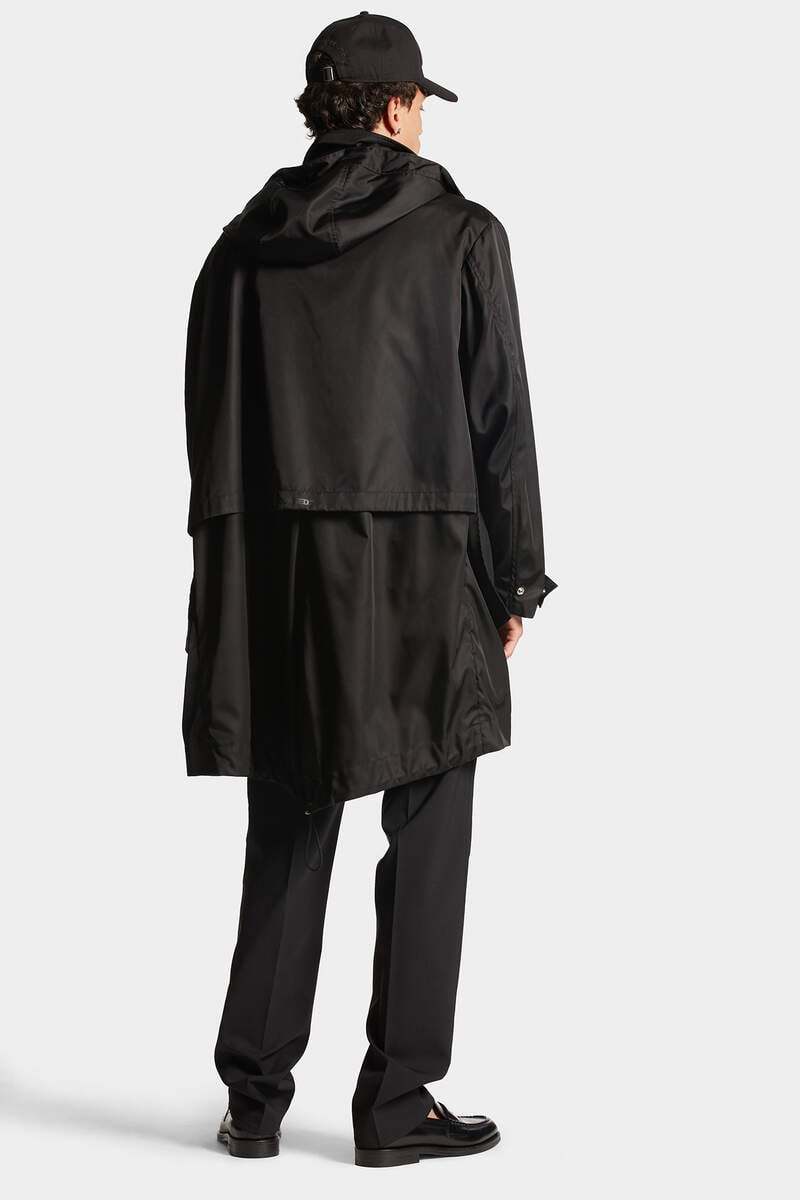 Dsquared2 Logo-print Hooded Coat In Black