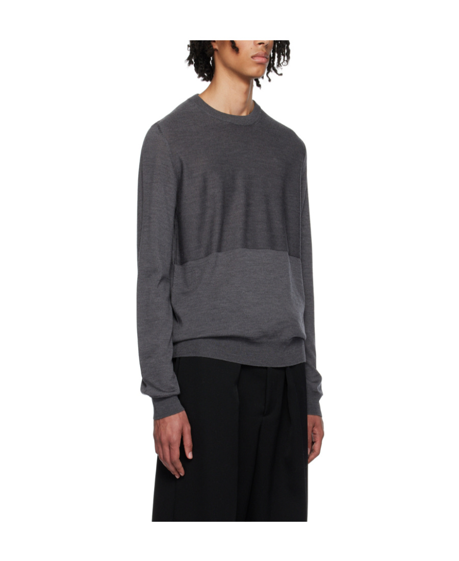 Jil Sander Rib Round Neck Sweater In Black