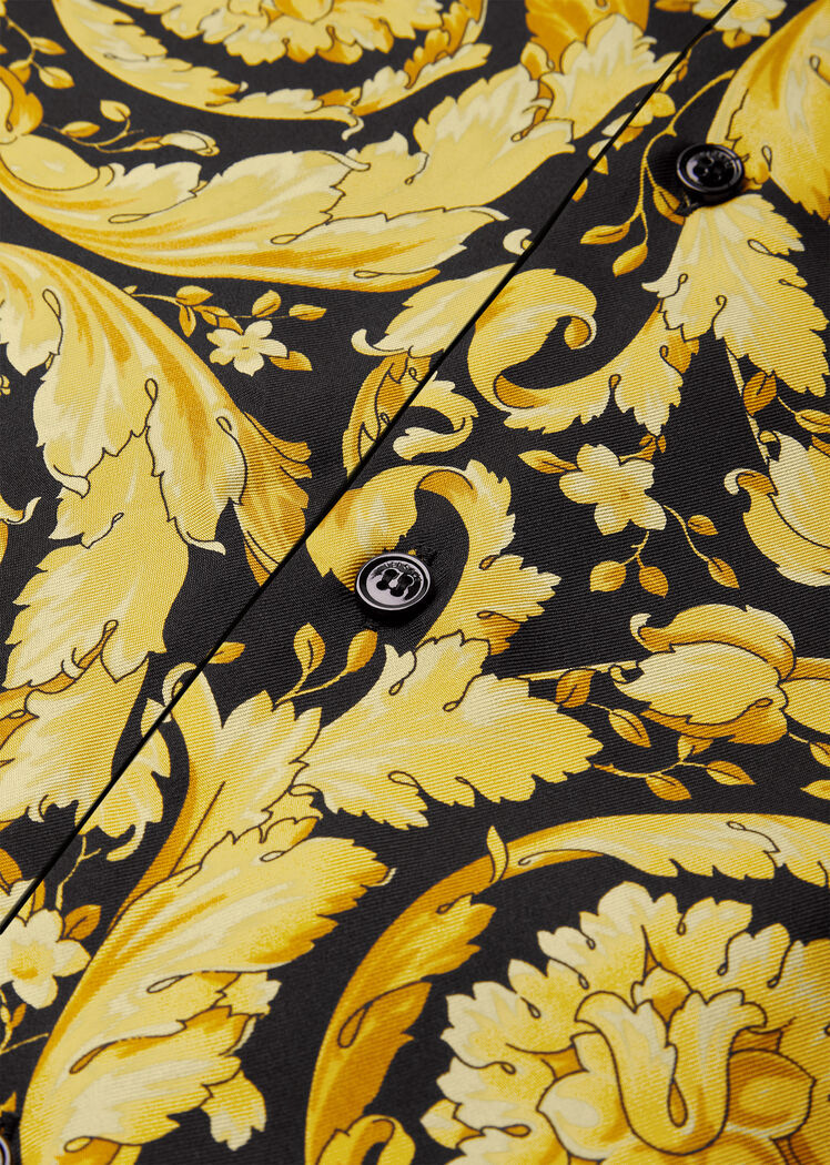 Versace Barocco-print Pajama Top In Multicolor