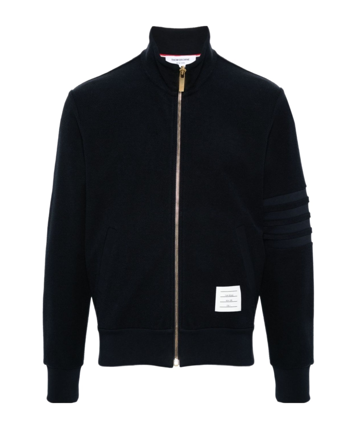 Thom Browne Chunky Loopback Jacket With Rwb Tipping Stripe In Black