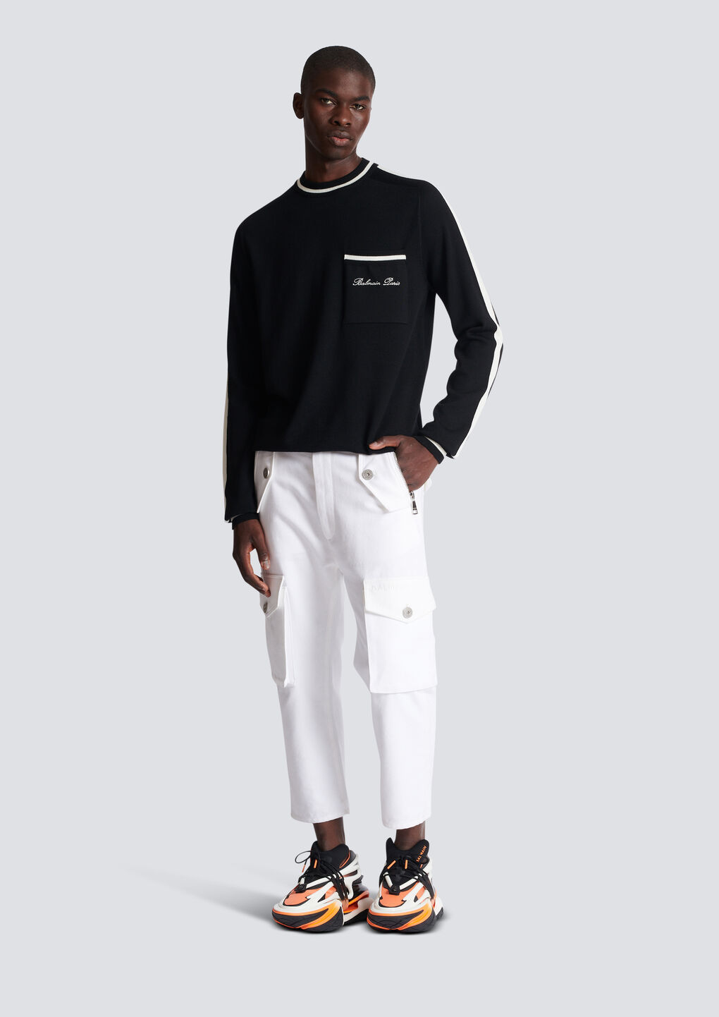 Balmain Logo-embroidered Merino Wool Jumper In Black
