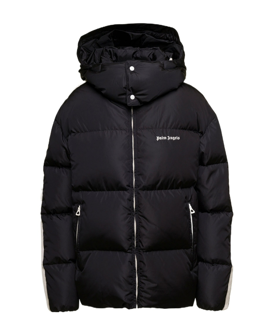 Palm Angels Track Hooded Puffer Jacket In Black