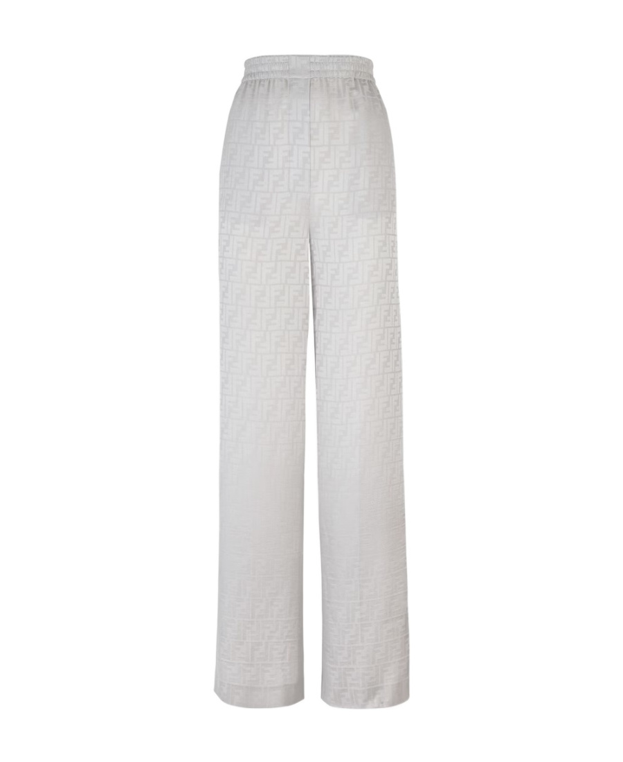 Fendi Logo-motif Palazzo Trousers In Gray