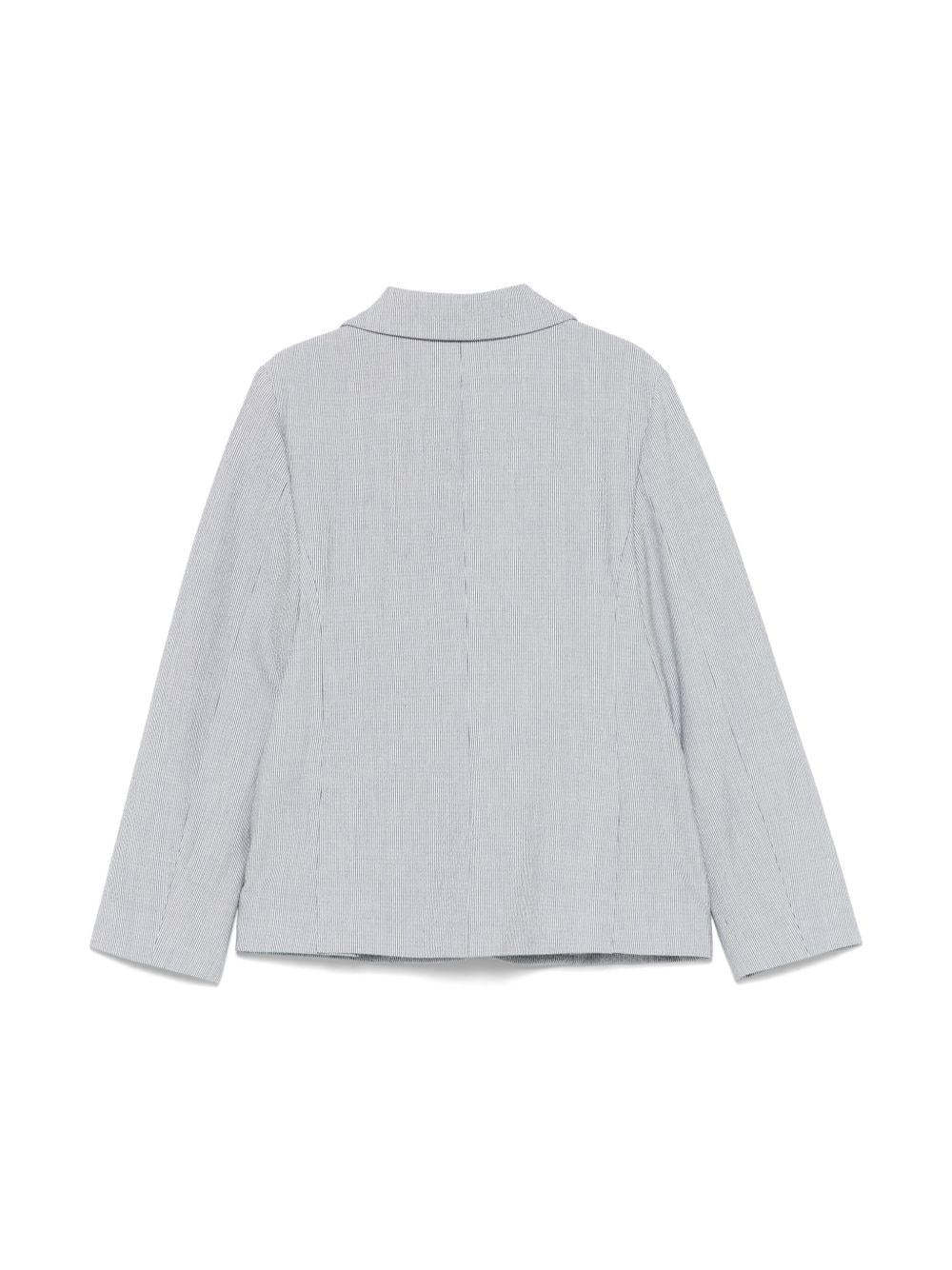 Emporio Armani Kids Logo Plaque Striped Blazer In Gray