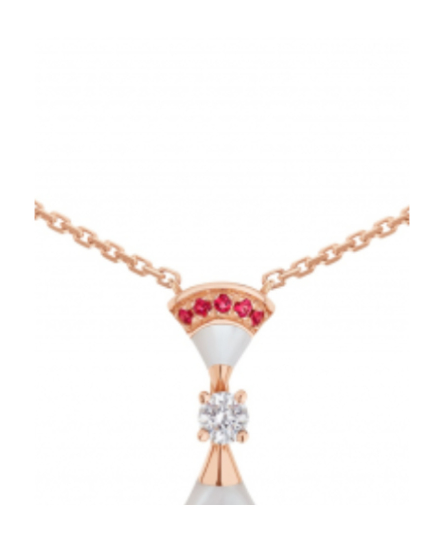 Bvlgari Diamond-encrusted Fan Pendant Necklace In White