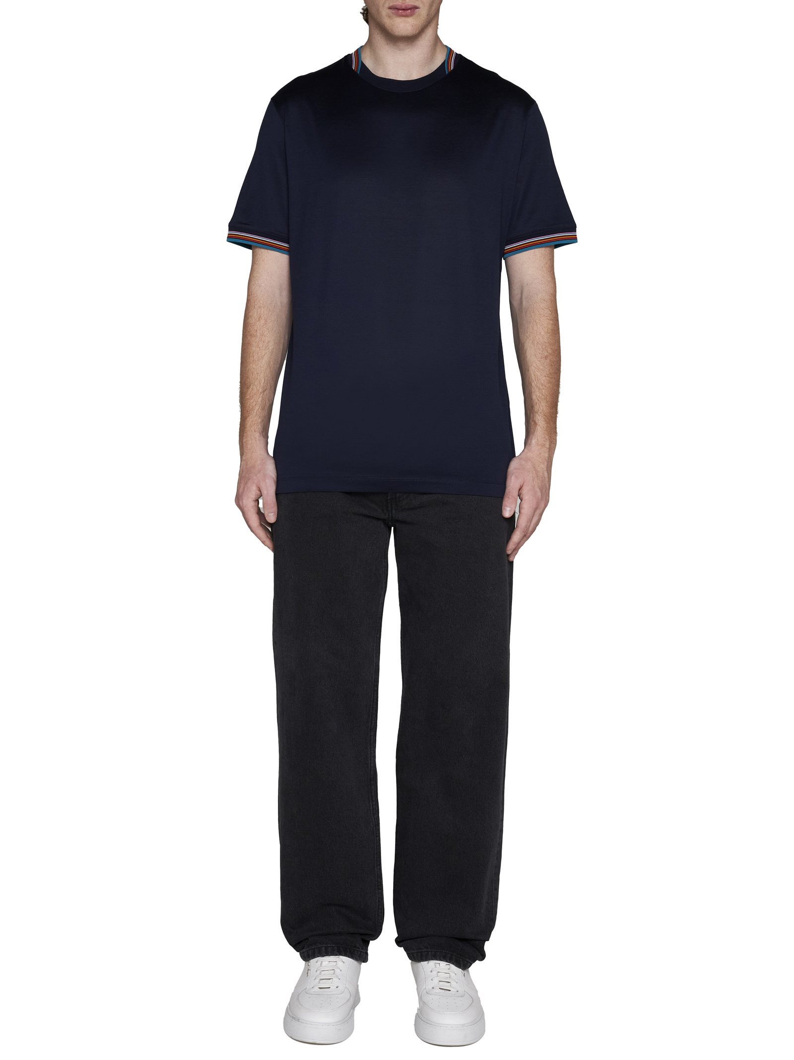 Paul Smith Signature Stripe Trim T-shirt In Blue