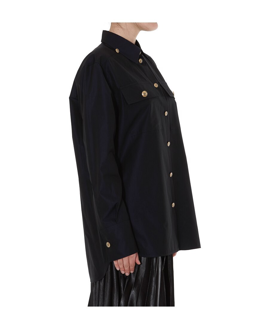 Givenchy Logo Button Shirt In Black
