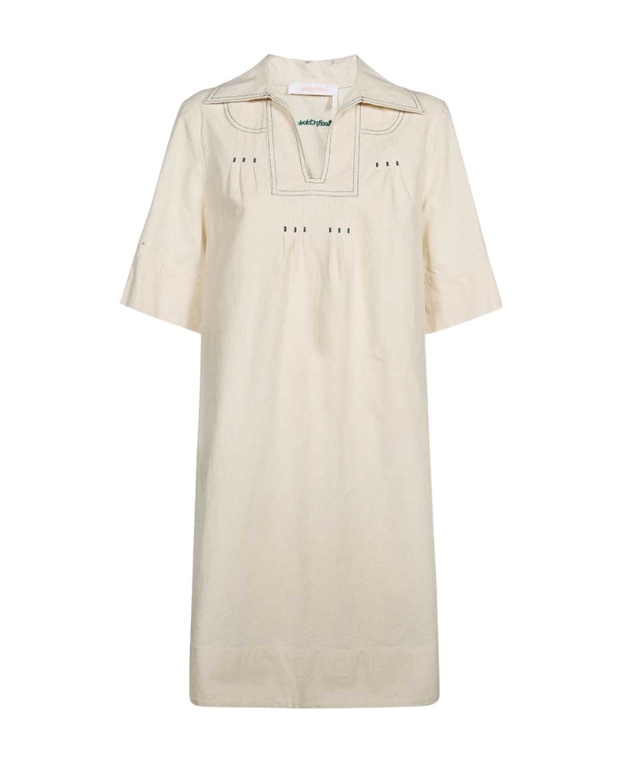 See By Chloé Short Sleeve Dress In White