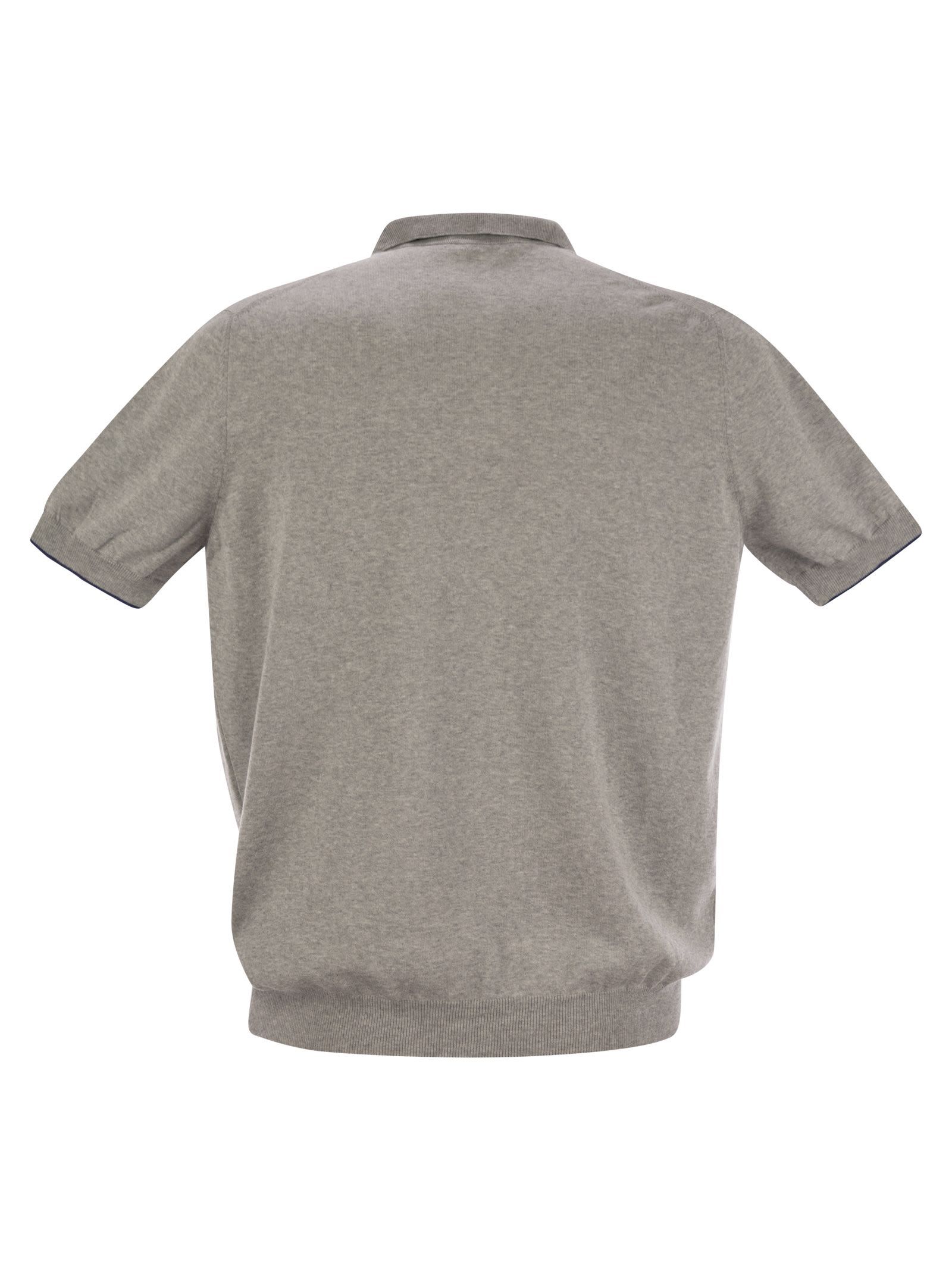 Fay Cotton Buttonless Polo Shirt In Gray