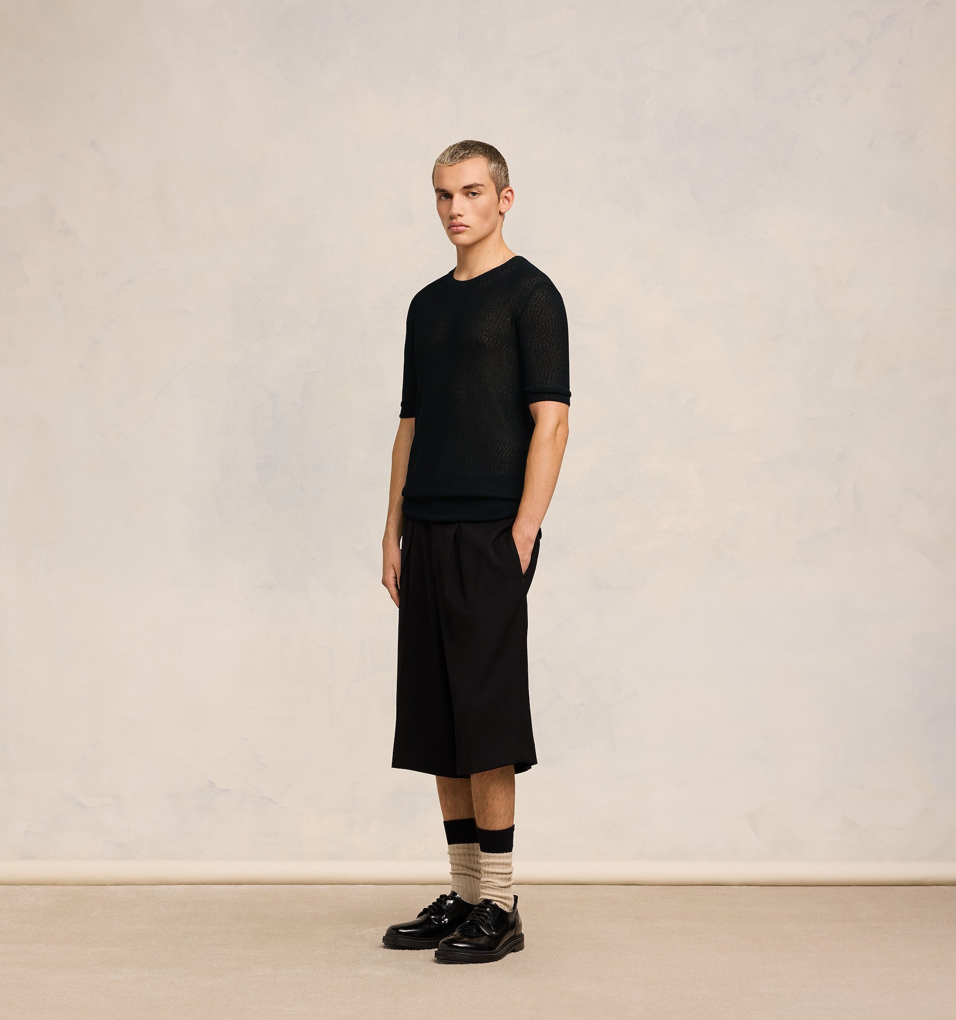 Shop Ami Alexandre Mattiussi Ami Crewneck Knitted T-shirt In Black