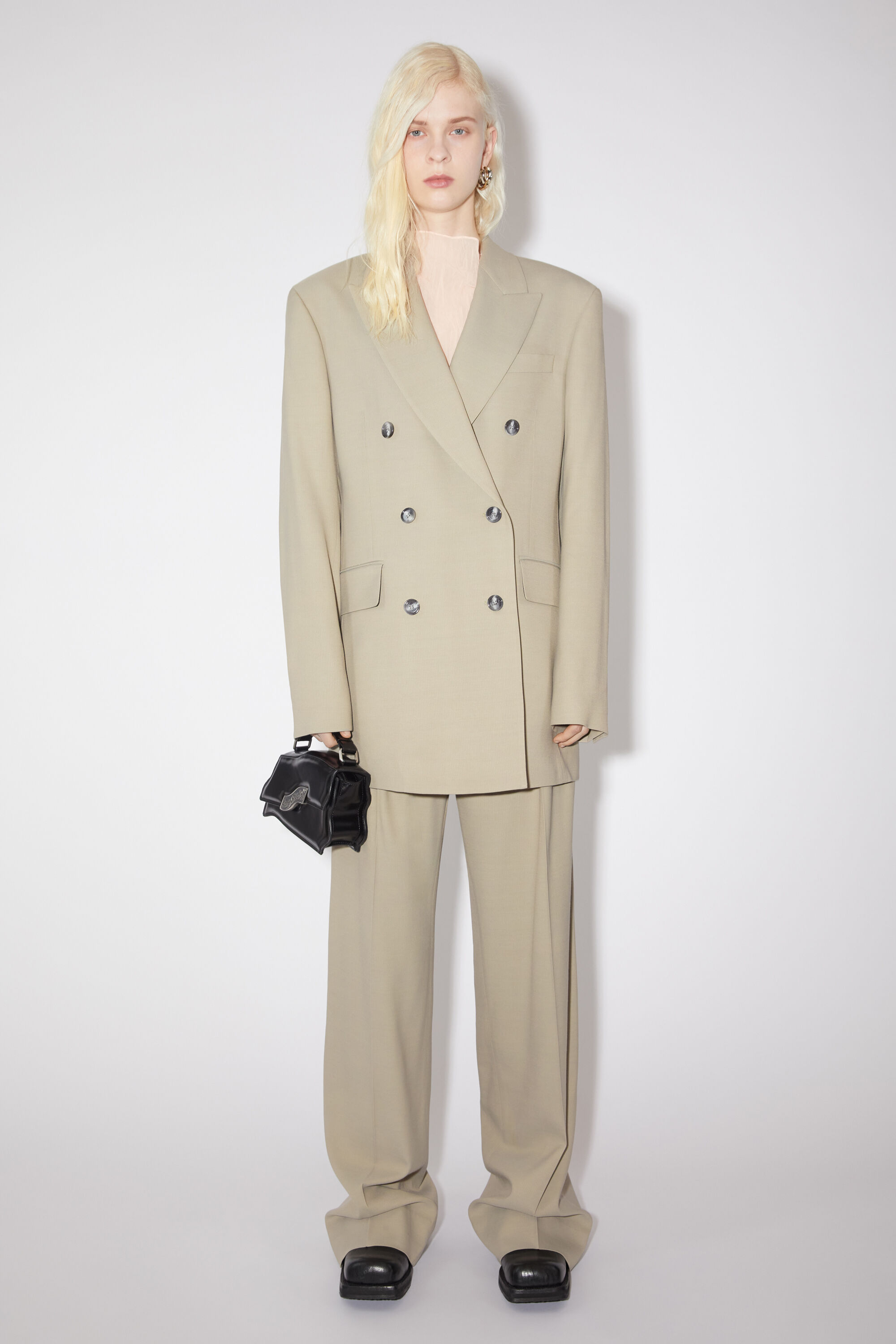Acne Studios Double-breasted Cotton-blend Blazer In Nude