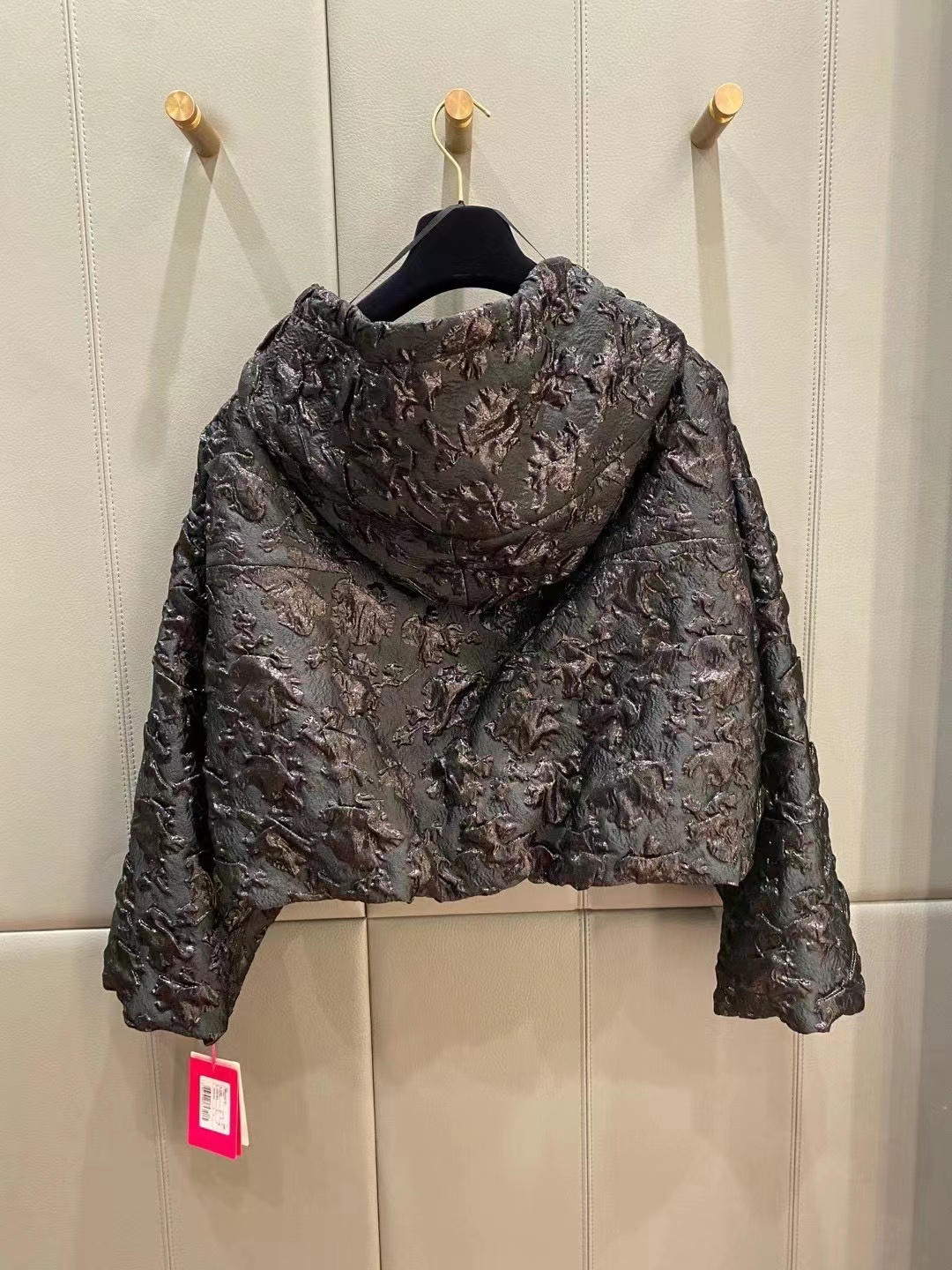 Valentino Floral Jacquard Hooded Jacket In Black