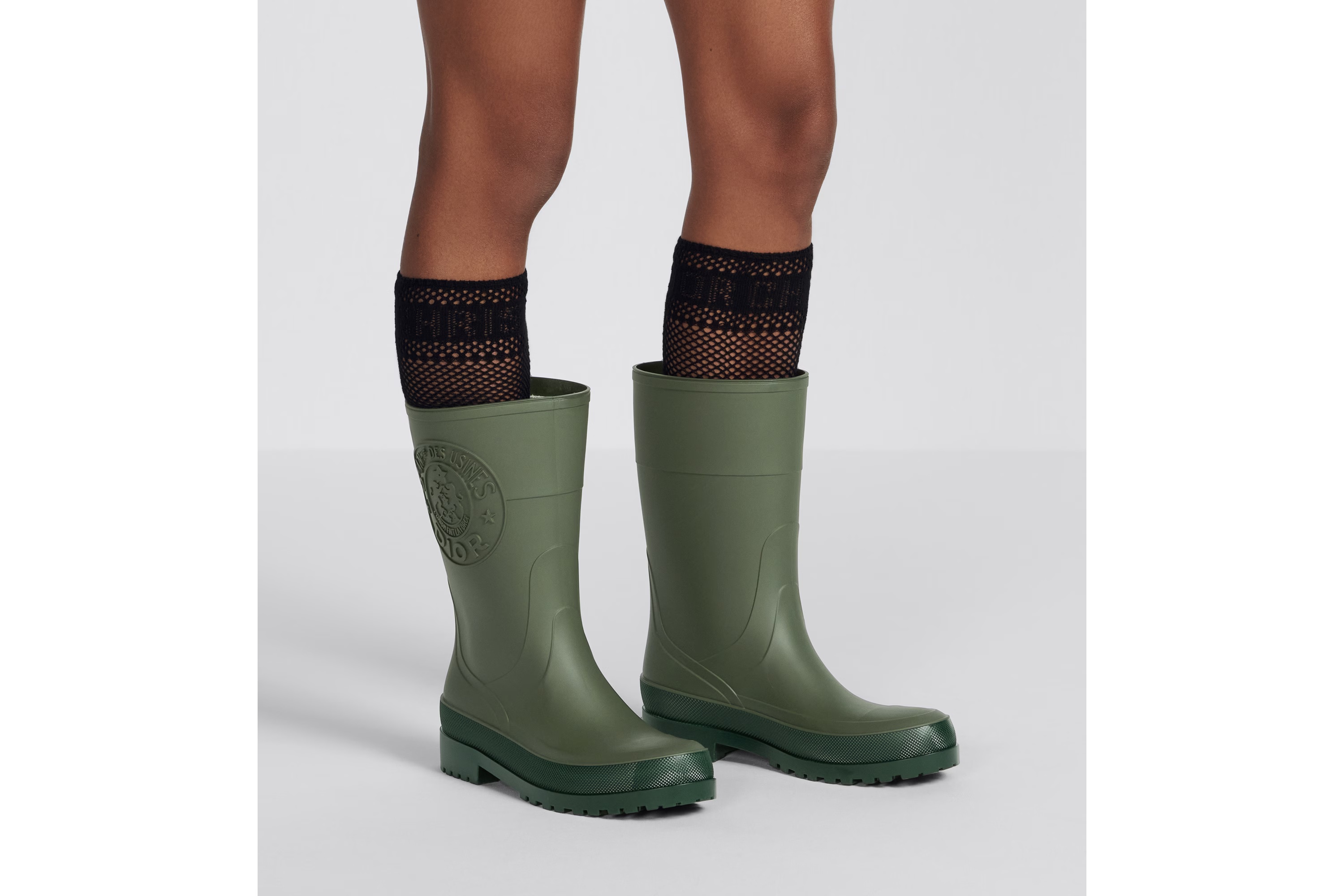 Dior Woman Boot Military Green Size 9 Rubber In Green