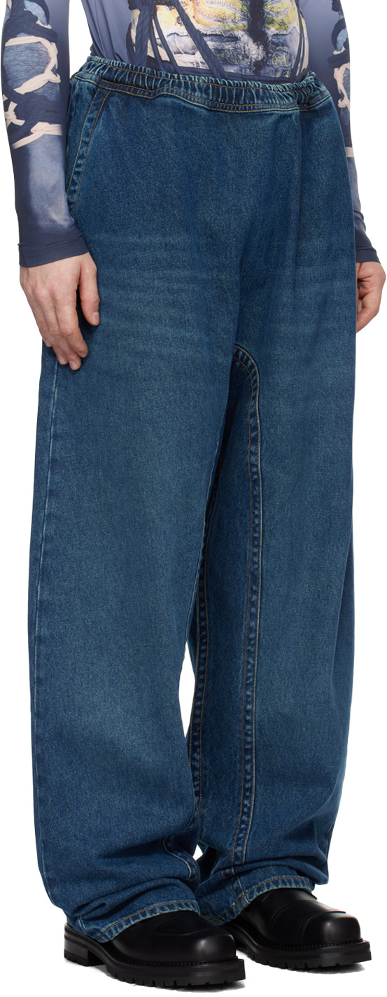 Y/project Blue Pinched Logo Souffle Jeans In Blue