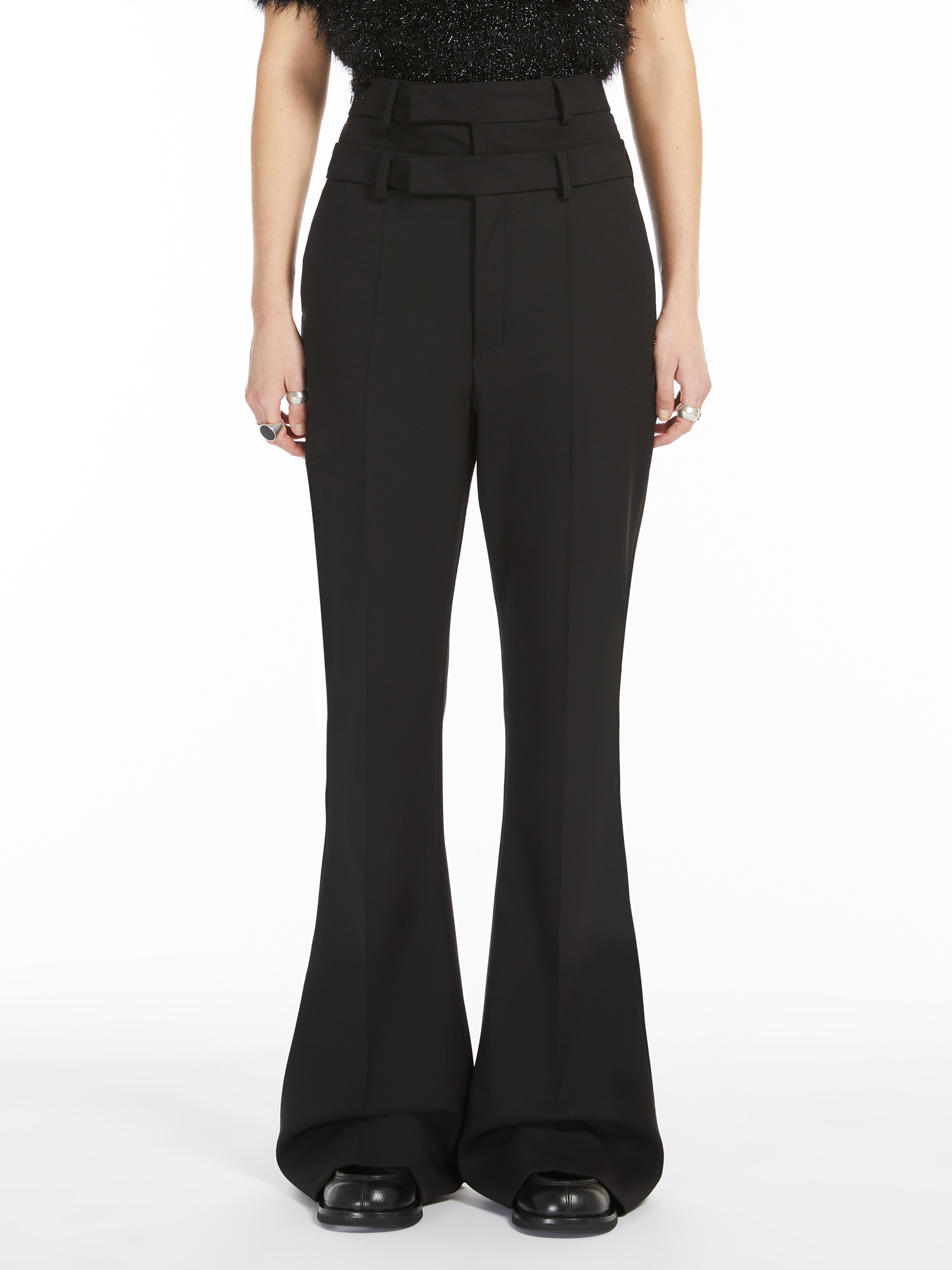 Sportmax Double-belt Bell Bottoms In Black