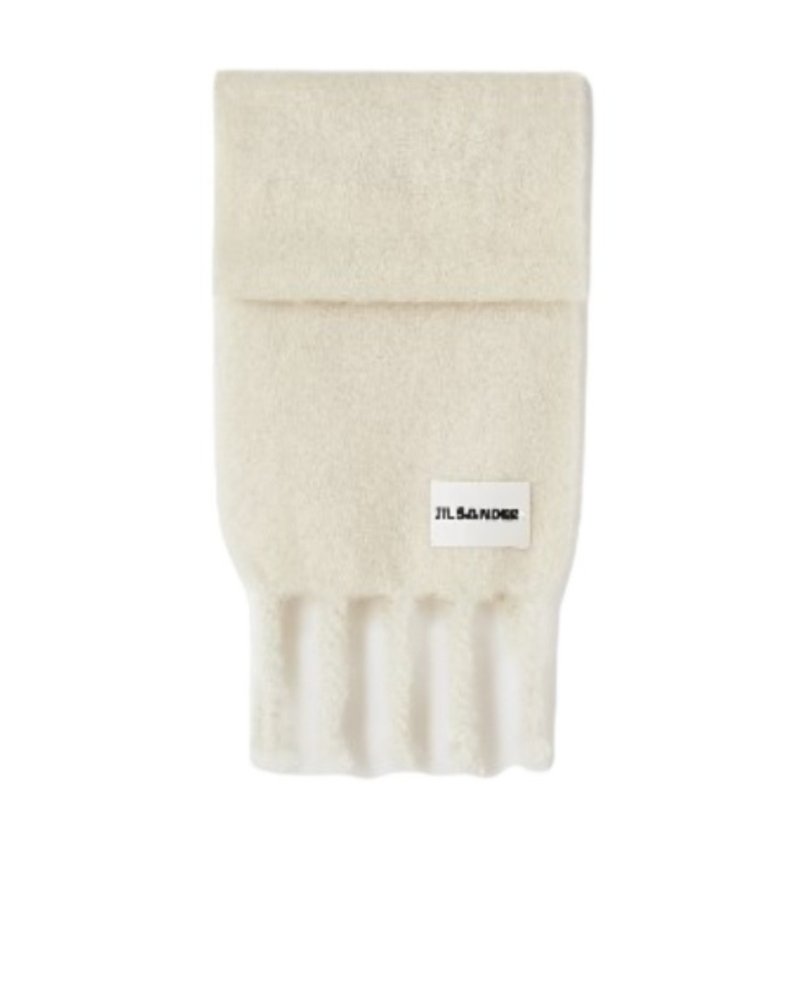 Jil Sander Logo-patch Chunky-knit Scarf In Nude