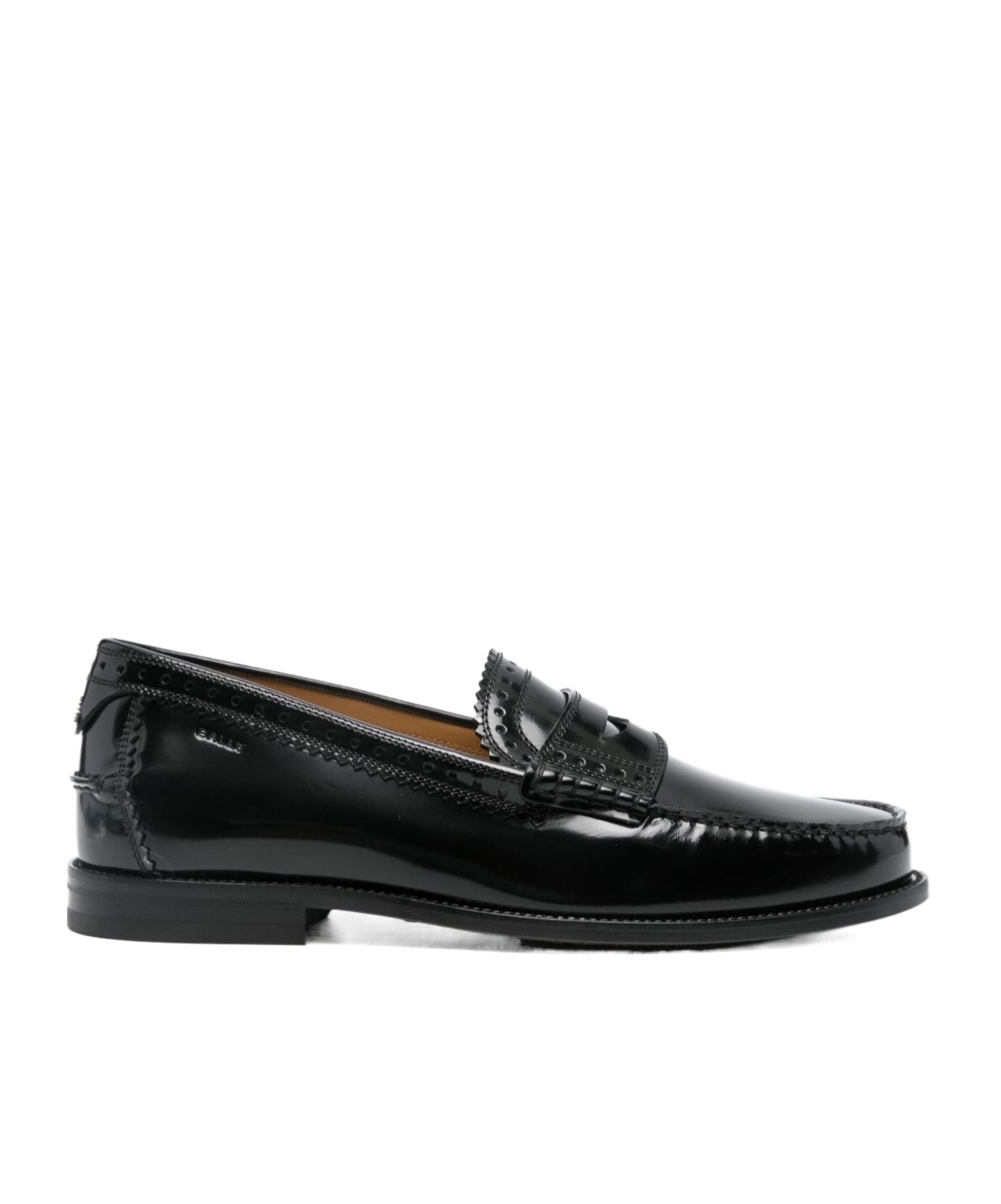 Bally Round Toe Leather Penny Loafers For Men In Black