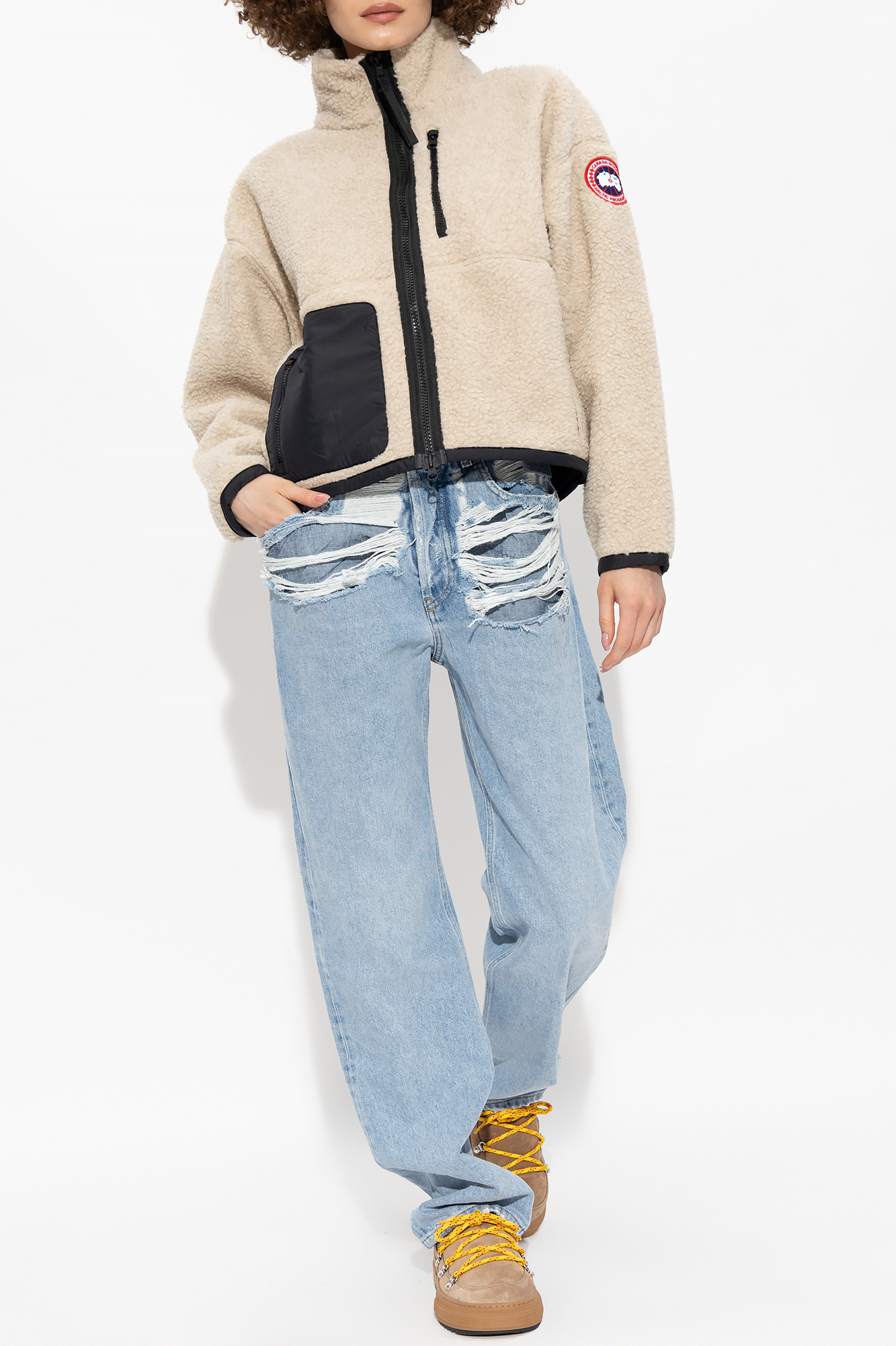 Canada Goose Fleece Sweatshirt Simcoe Zip Up In Neutral