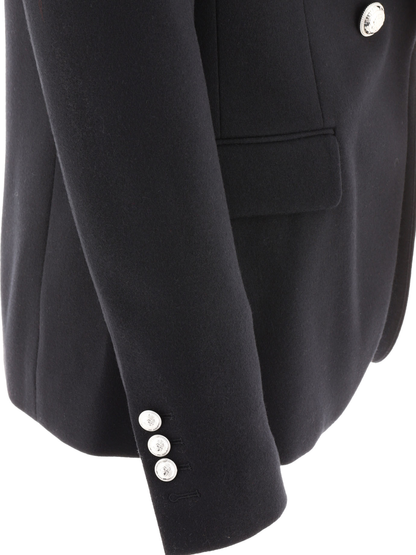 Balmain Embossed-button Open-front Blazer In Black