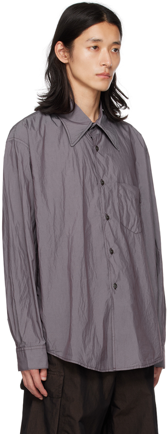 Our Legacy Purple Borrowed Shirt In Gray
