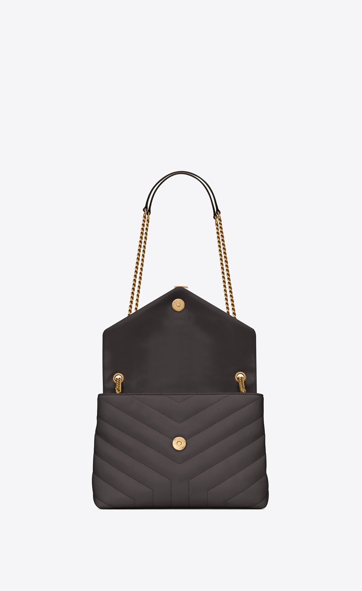 Saint Laurent Loulou Matelassé Small Shoulder Bag In Gray