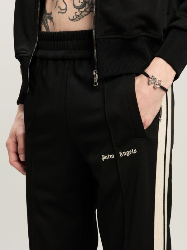 Shop Palm Angels Logo Printed Track Pants In Black