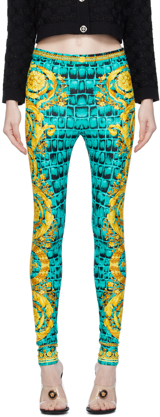 Versace Color Logo Leggings In White