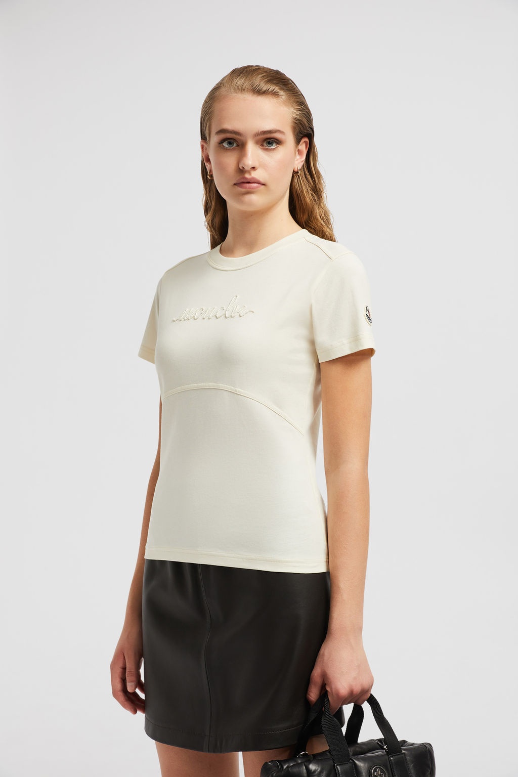 Moncler Logo-embroidered Cotton T-shirt In White