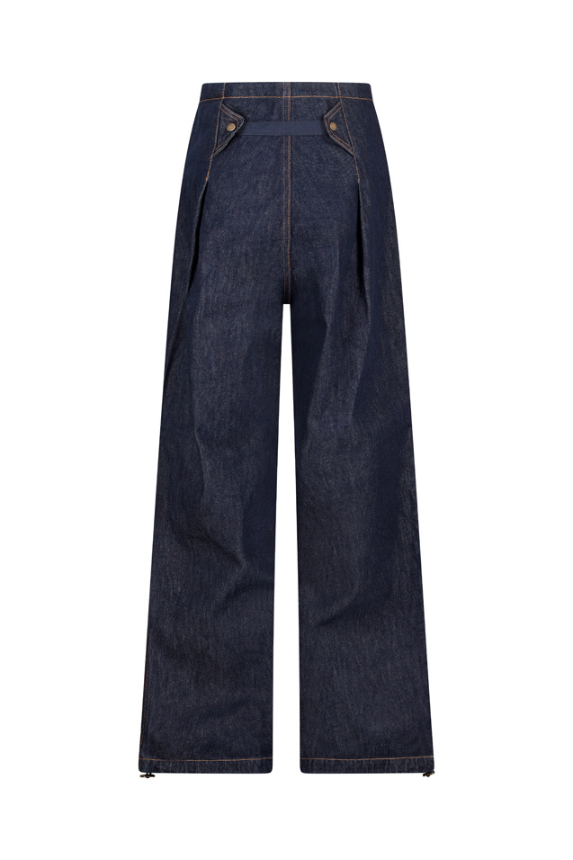 Darkpark Daisy Contrast-stitching Wide Leg Jeans In Blue