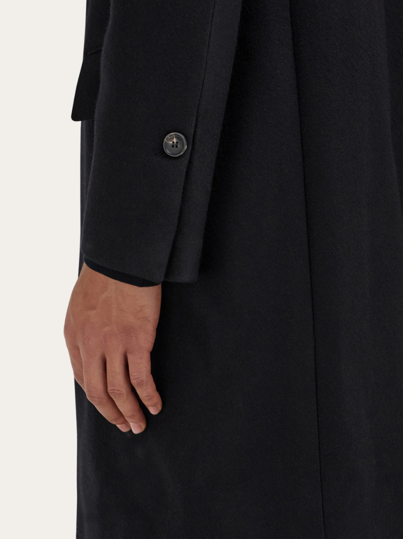 Ferragamo Double Breasted Coat In Black
