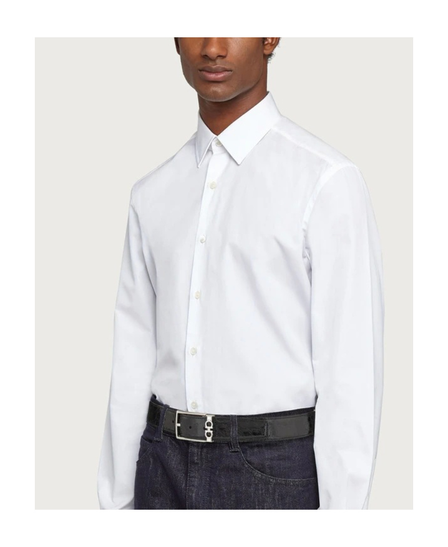 Ferragamo Salvatore Embossed Buckle Belt In Black
