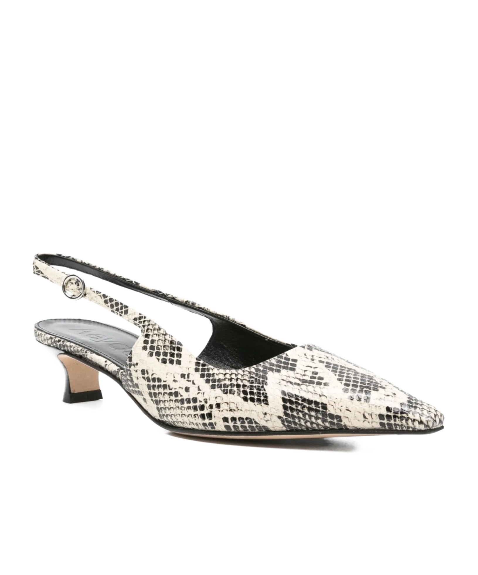 Aeyde Catrina Snake Print Calf Leather Creamy Shoes In Black