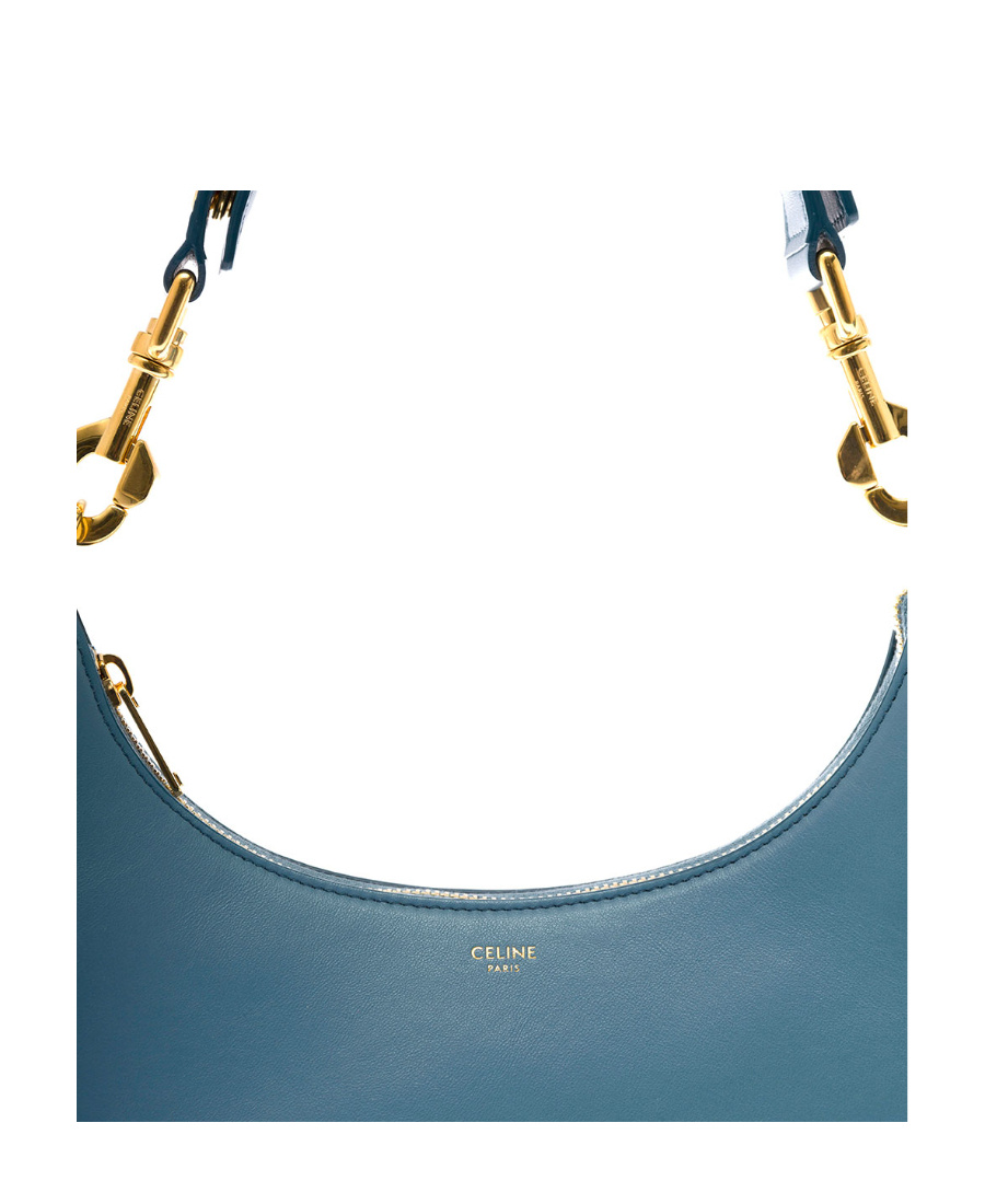 Celine Ava Medium Smooth Cowhide Leather Strap Handbag In Blue