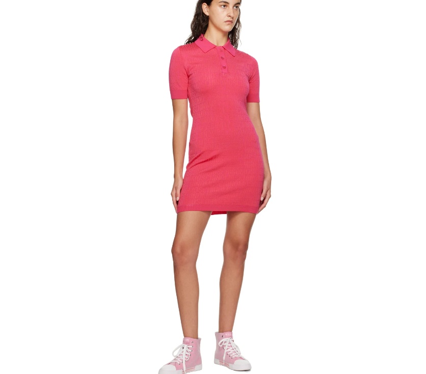Moschino Button Short-sleeved Dress In Red