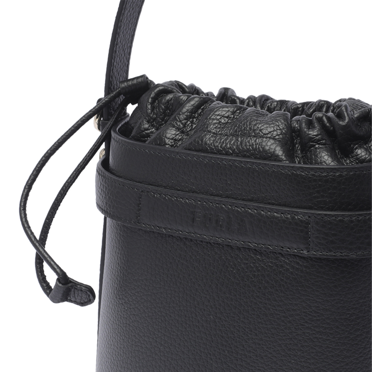 Furla Giove Drawstring Mini Bucket Bag In Black