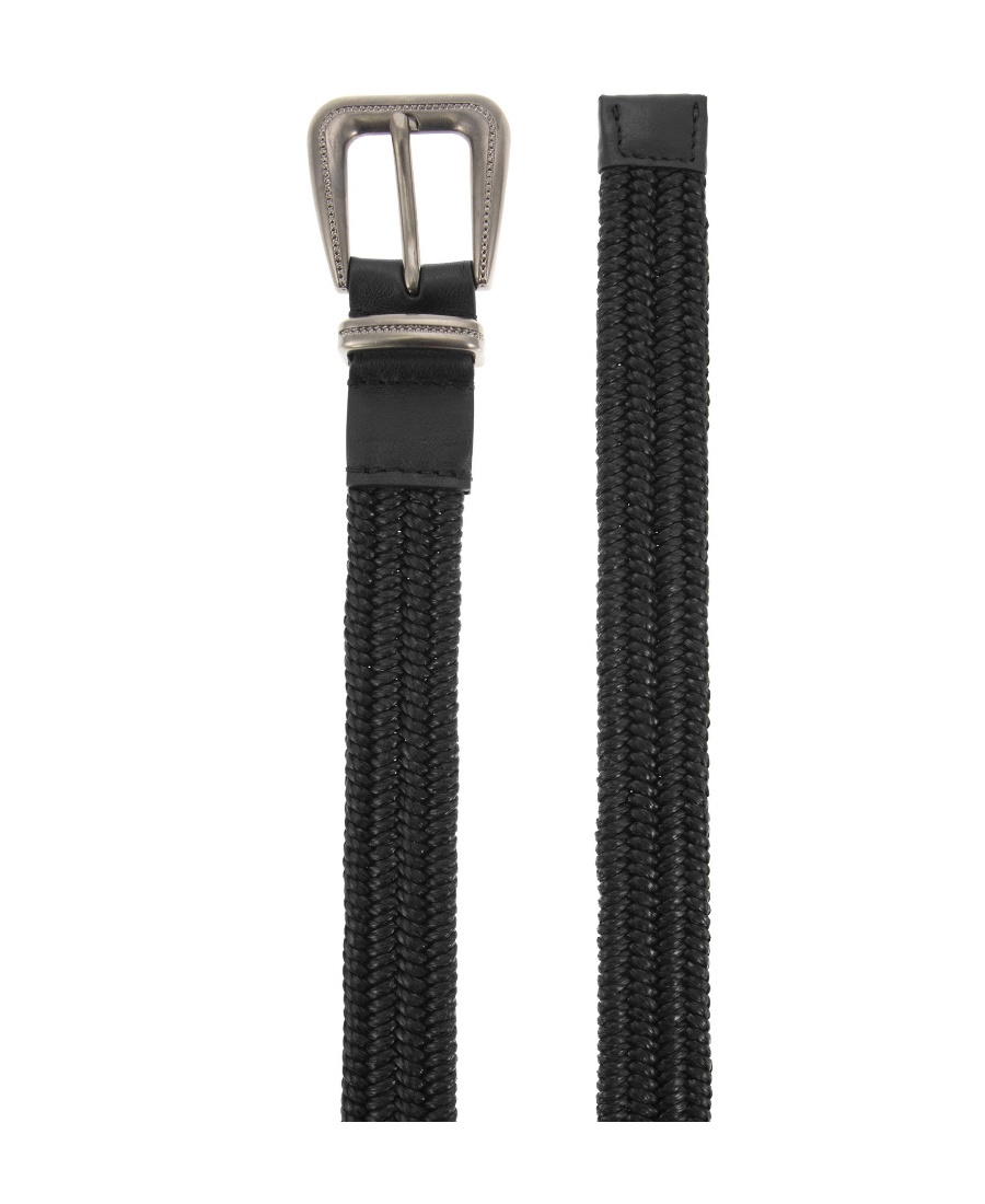 Brunello Cucinelli Women Rustic Woven Linen Belt In Black