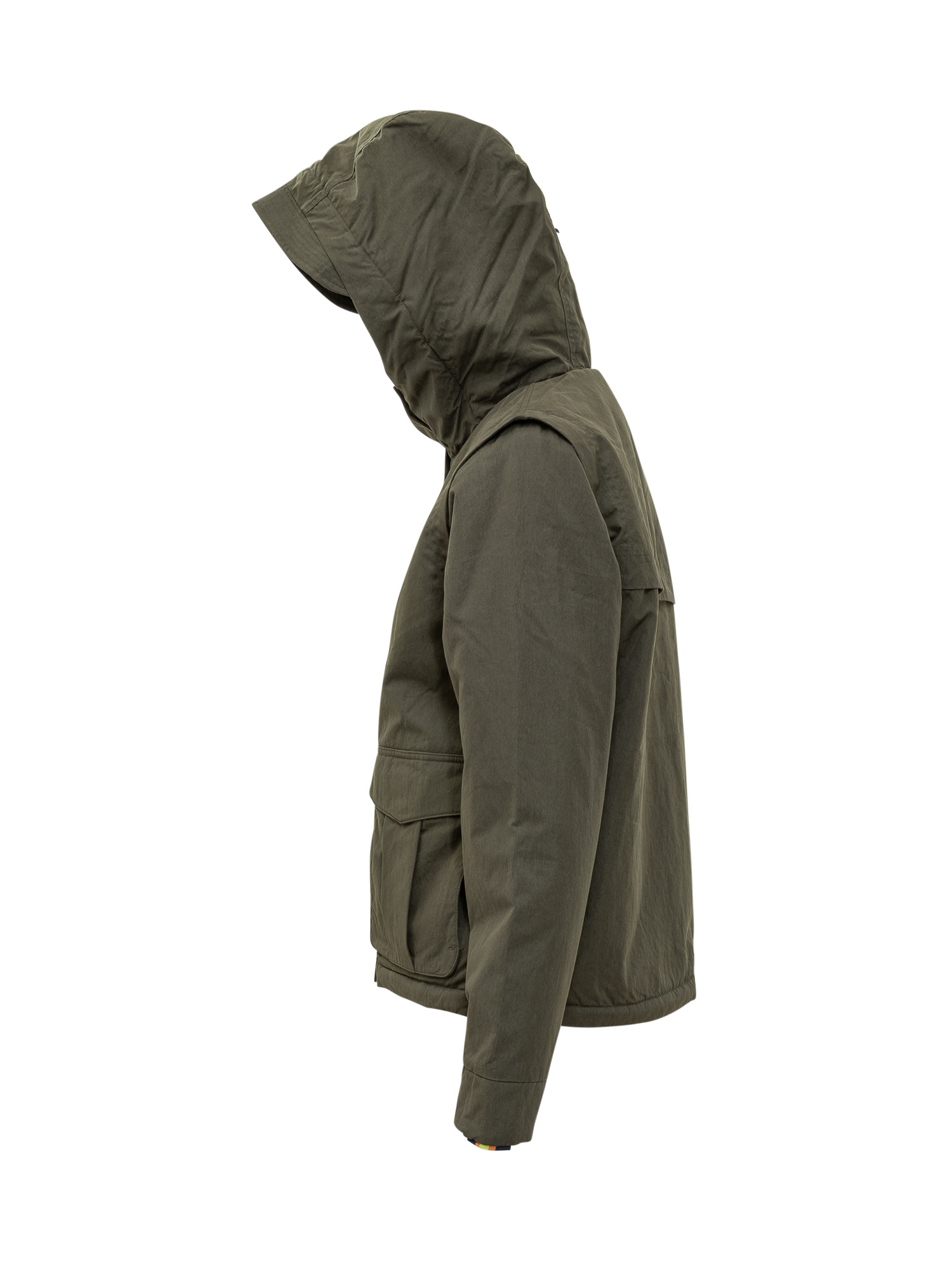 K-way Jacket With Hood And Synthetic Fur Lining In Green