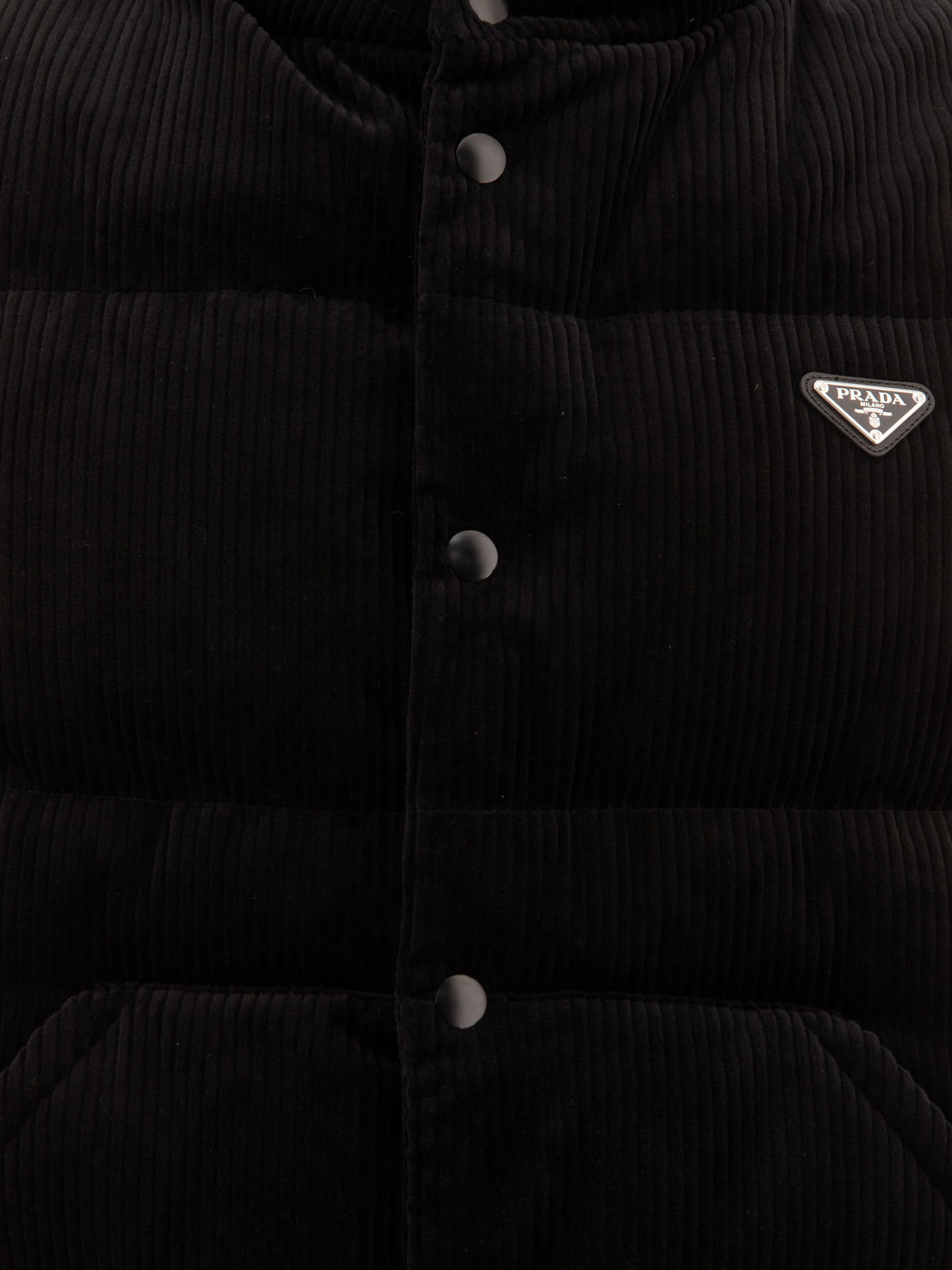Prada Corduroy Down Vest In Black