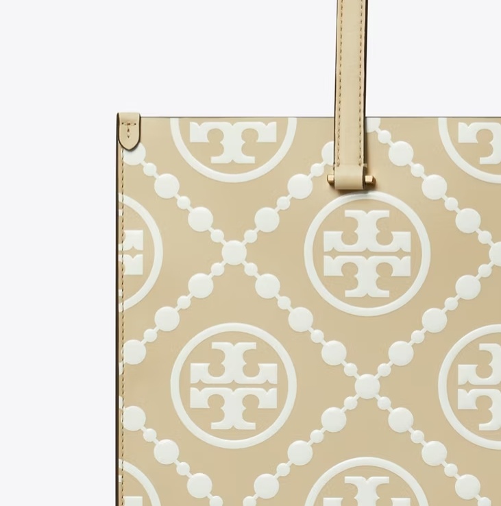 Tory Burch T Monogram Embossed Leather Tote Bag In Light Brown